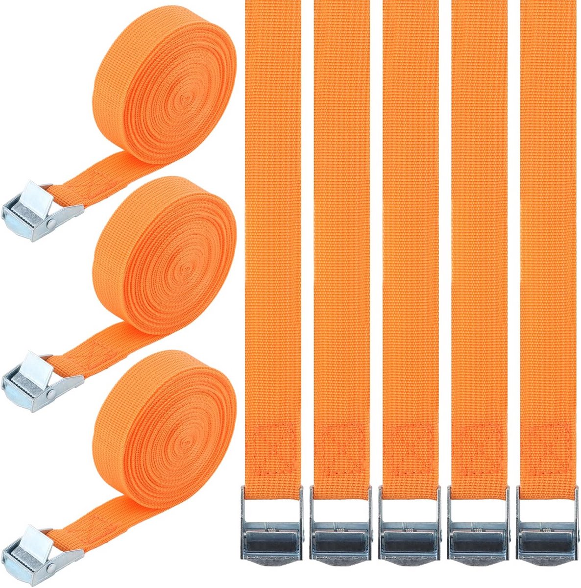 10x Spanbanden 5 Meter - Universele Sjorbanden met Veiligheidsgesp - Max. Belasting 100 kg