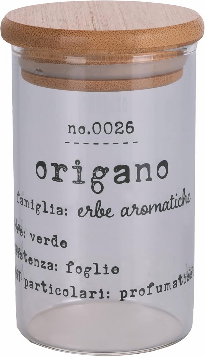 Opbergpot Kruiden Glas met Etiket - Oregano - Keuken Accessoire