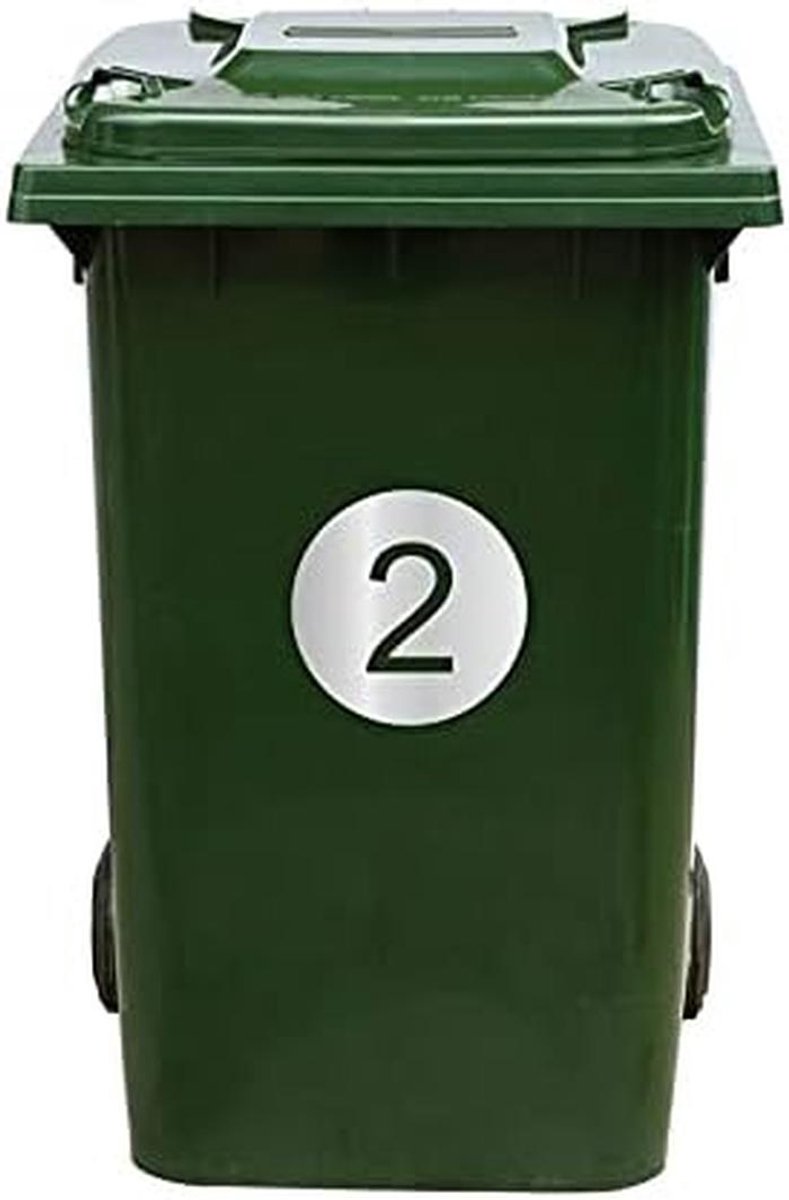 Kliko Sticker Nummer 2 - Duurzame Zilveren Afvalcontainer Sticker 17x17 cm