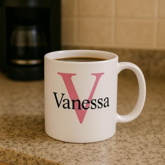 Gepersonaliseerde mok met naam en initiaal, keramische koffiekop als cadeau — afbeelding 4