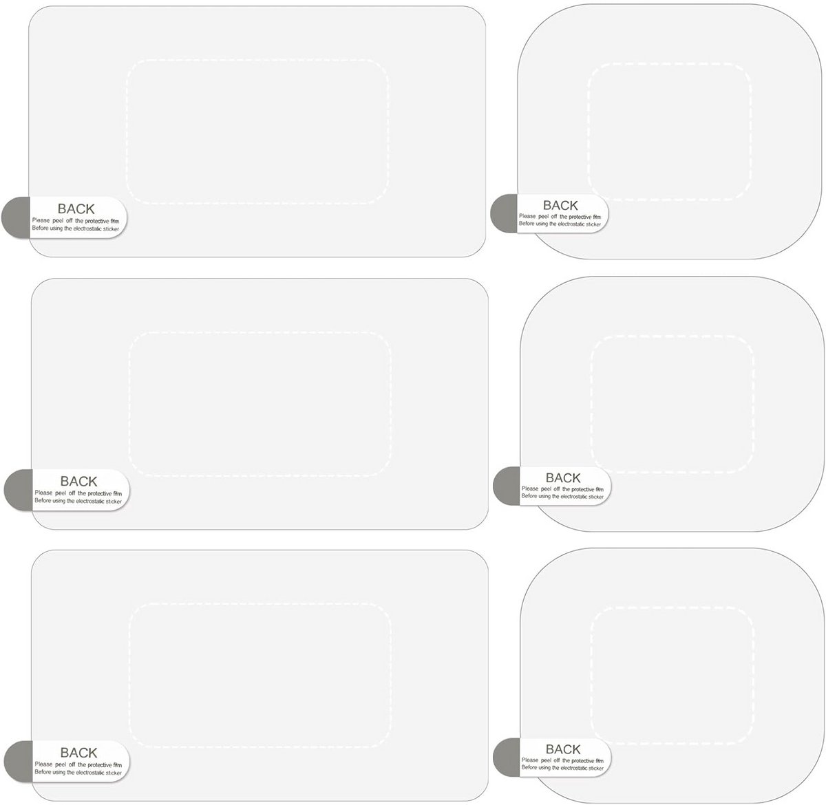 6x Antikras Stickerset voor Voorruit - Statische Houders voor Dashcam