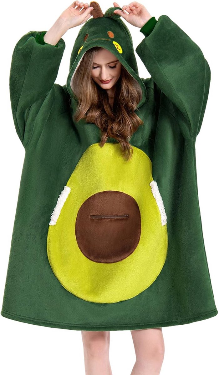 Extra Grote Comfortabele Hoodie Deken met Mouwen en Zakken