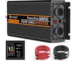 Novopal -2500 W 5000 W pure sine wave inverter - DC 12 V in AC 220 V 230 V 240 V voltage converter - 2 EU socket with USB output 5 m remote control