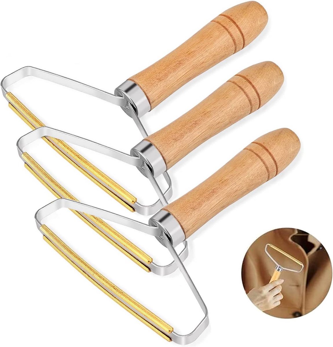 Pluisverwijderaar Set - Lint Remover Tapijt - Kleding Reinigen - Zuiver Koperen Kop - 3 Stuks - Niet Van Toepassing