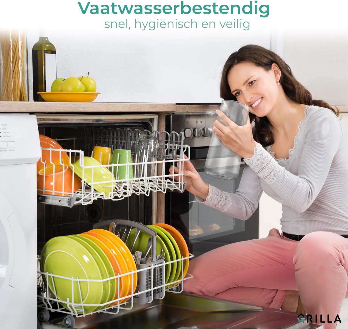 Grilla Karaf – Waterkan met Deksel en Filter – Waterkaraf – Glas – 1000ml — cadeau in Koken & Dineren - foto 7