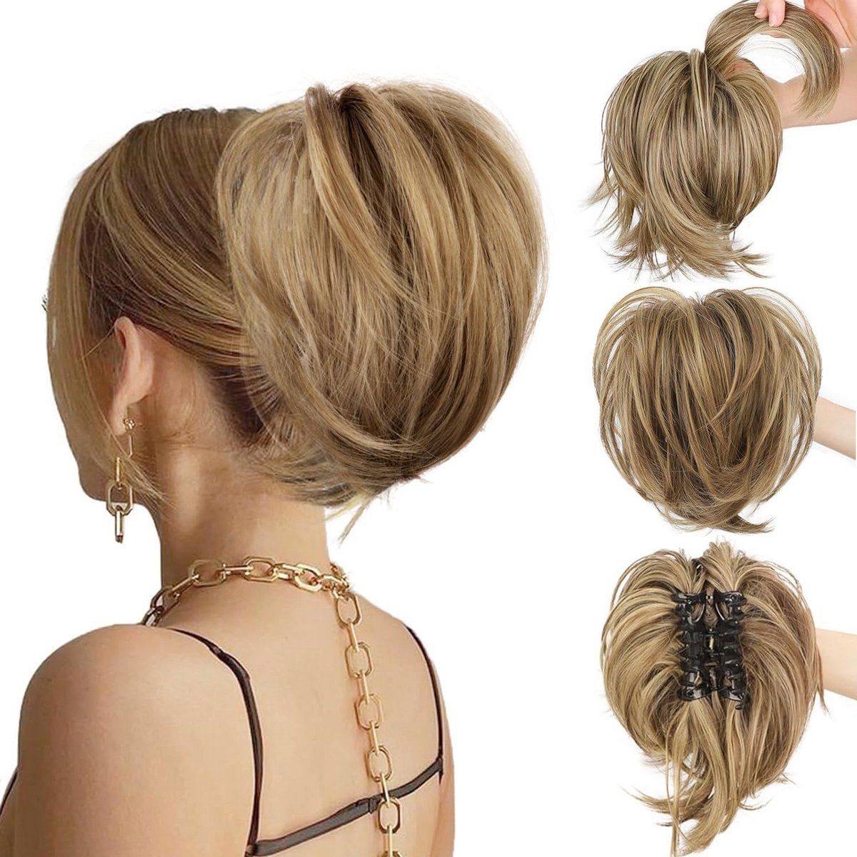 Kort Paardenstaart Clip-In Haarverlenging 22 cm Synthetisch en Verstelbaar