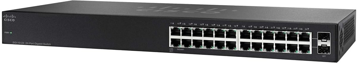 Gigabit Netwerk Switch met 24 Poorten en 2 SFP Uplink Slots
