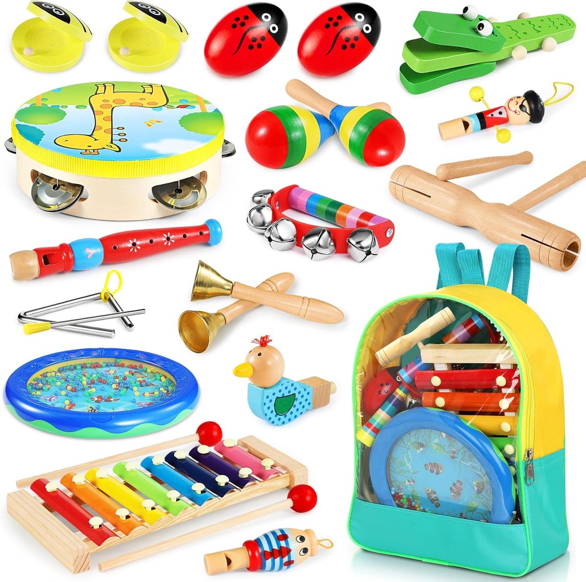 Muziekinstrumenten Set voor Kinderen - 24 Stuks Houten Speelgoed