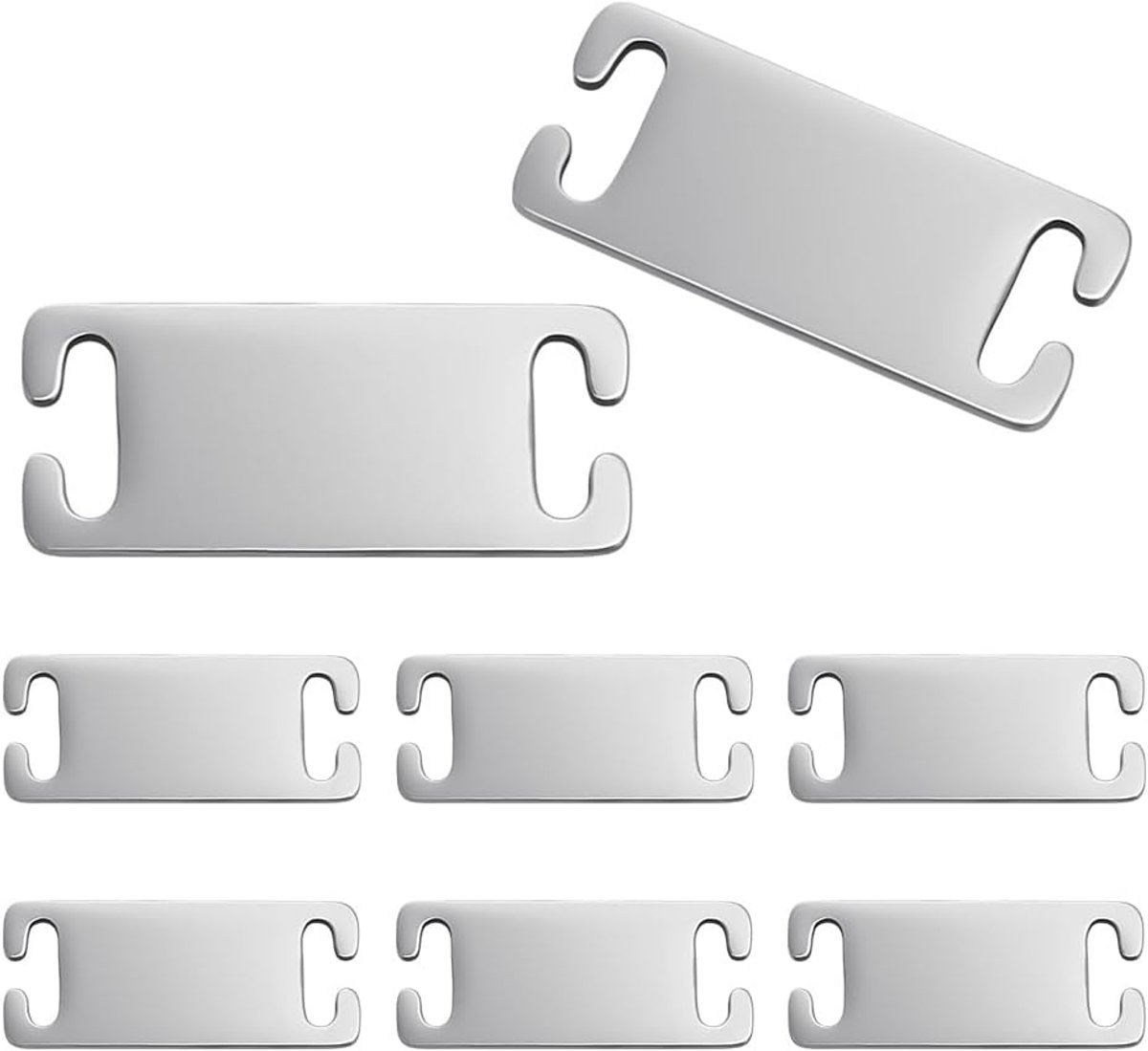 TTGoods - Gepersonaliseerde hondenhalsband met gegraveerde dia - verstelbare roestvrijstalen halsband - huisdier ID-tag - blanco tag - rechthoekig - voor katten en honden - 10 stuks