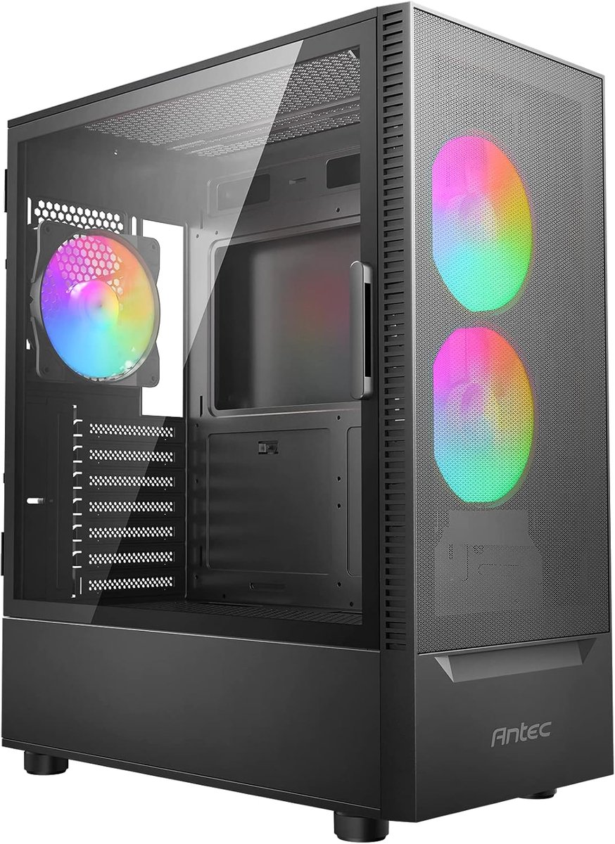 Computer Behuizing - Midi Tower - Gaming PC Bouwen - Gehard Glas Paneel - 39x21x48.5 cm - Zwart