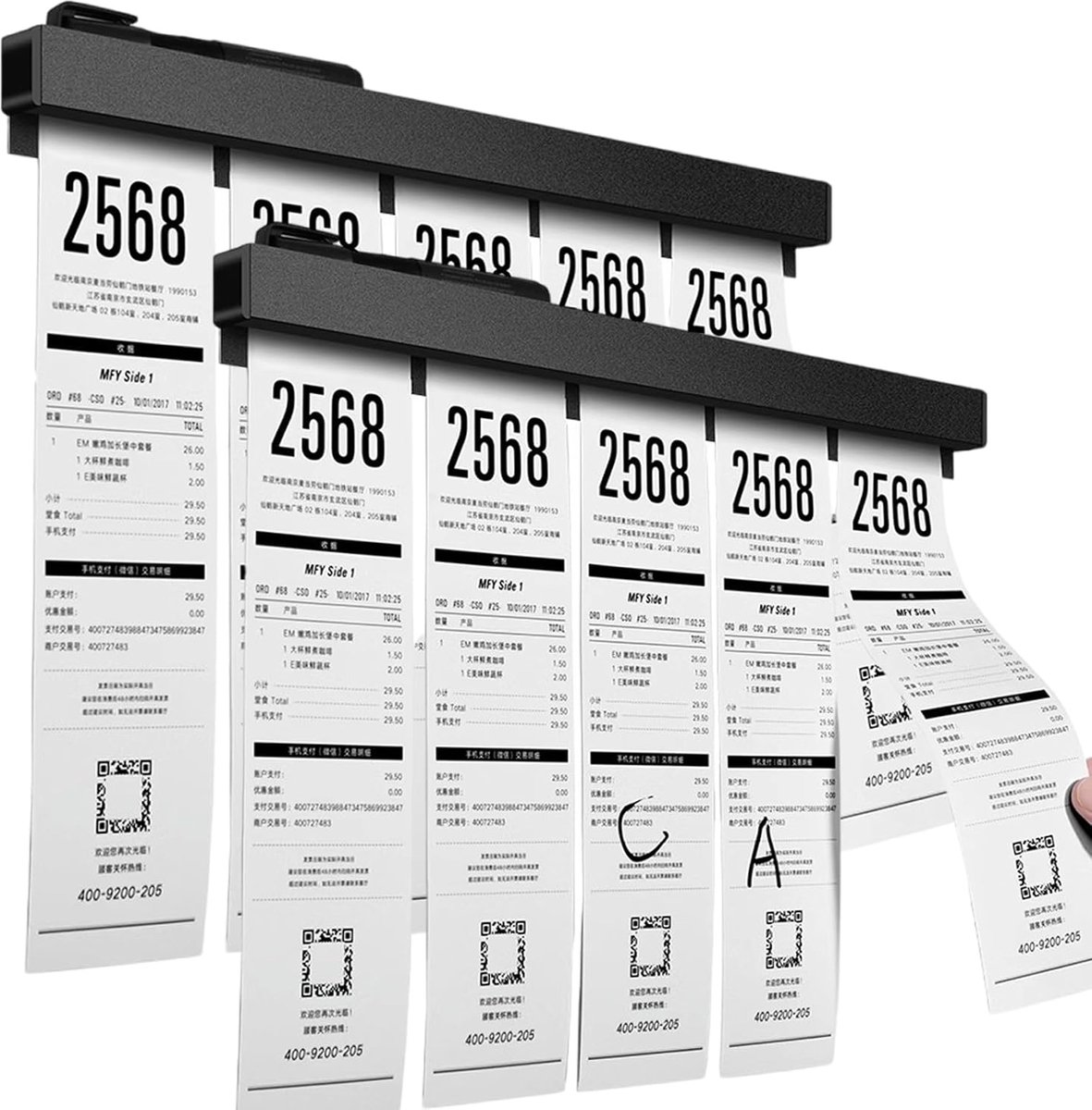 Set van 2 Zwarte Bonhouders zonder Boren voor Keuken en Horeca (40 cm)