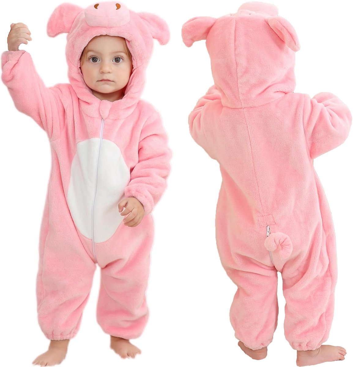 Warme Baby Pyjama met Capuchon & Voetjes – Winter Jumpsuit Flanel voor Jongens en Meisjes (2-36 Maanden)