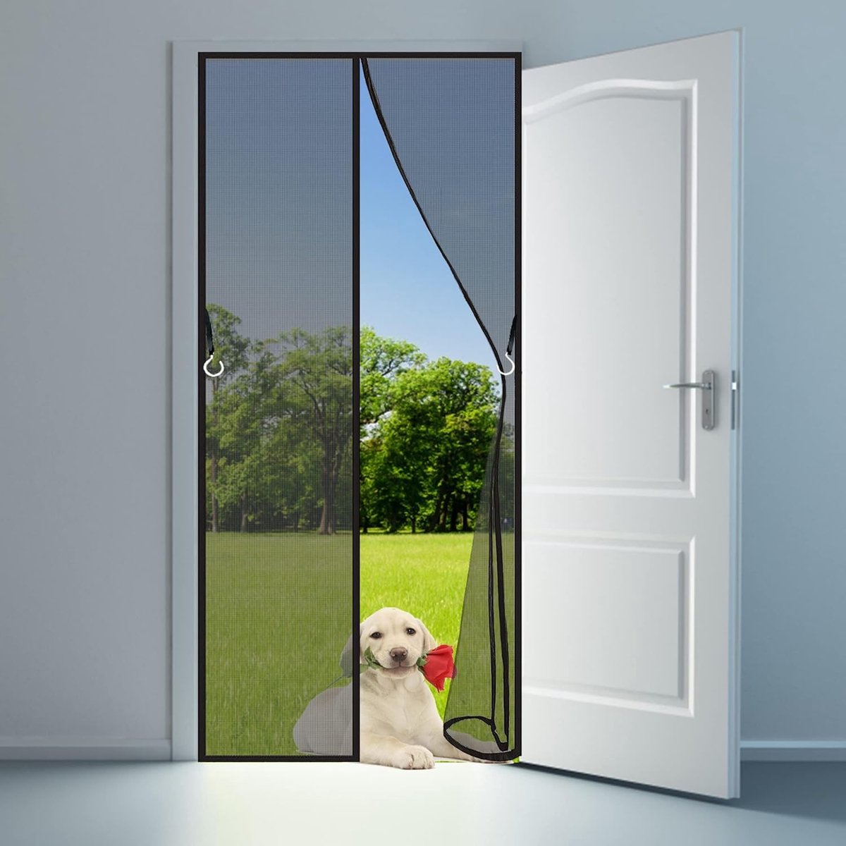 Hordeur met Magneet 160x210 cm - Insectenhor voor Deur, Zonder Boren
