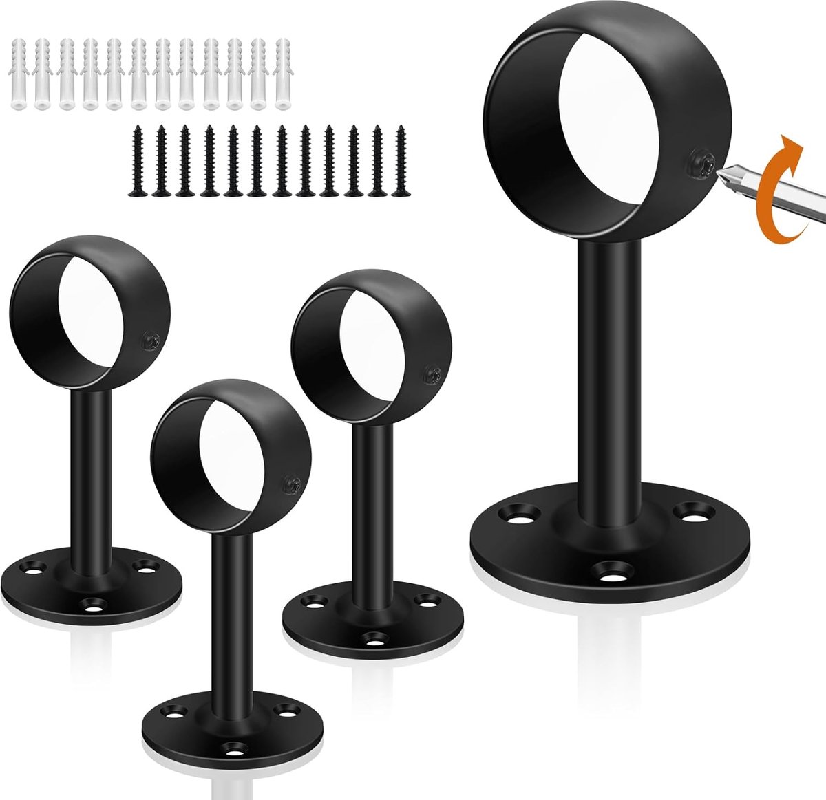 Zware Plafondbeugels Gordijnroede 32mm Zwart (4 stuks) - Wand- & Plafondmontage