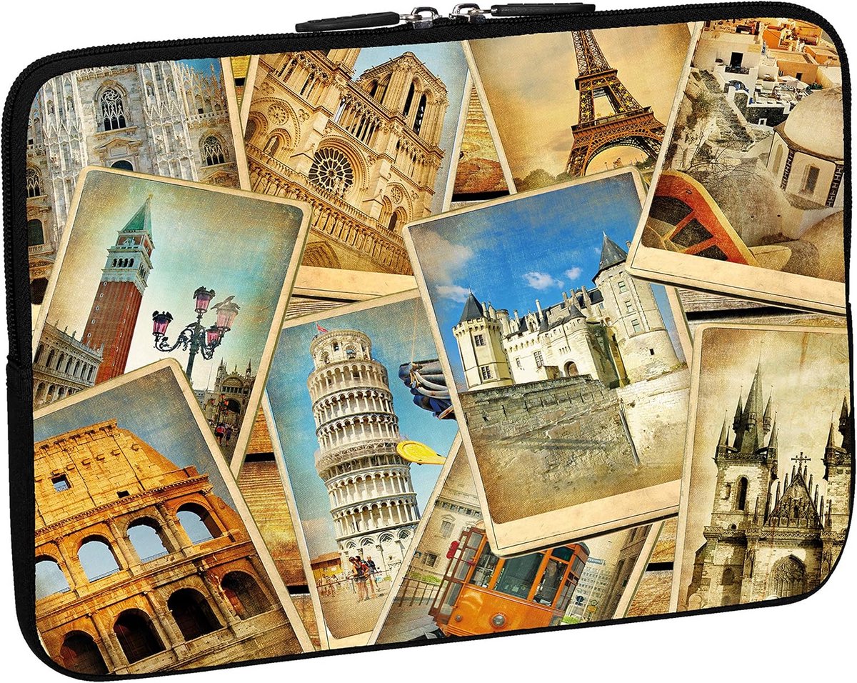 Neopreen Laptop Hoes voor 15,6 inch Notebook - Vintage Reistas