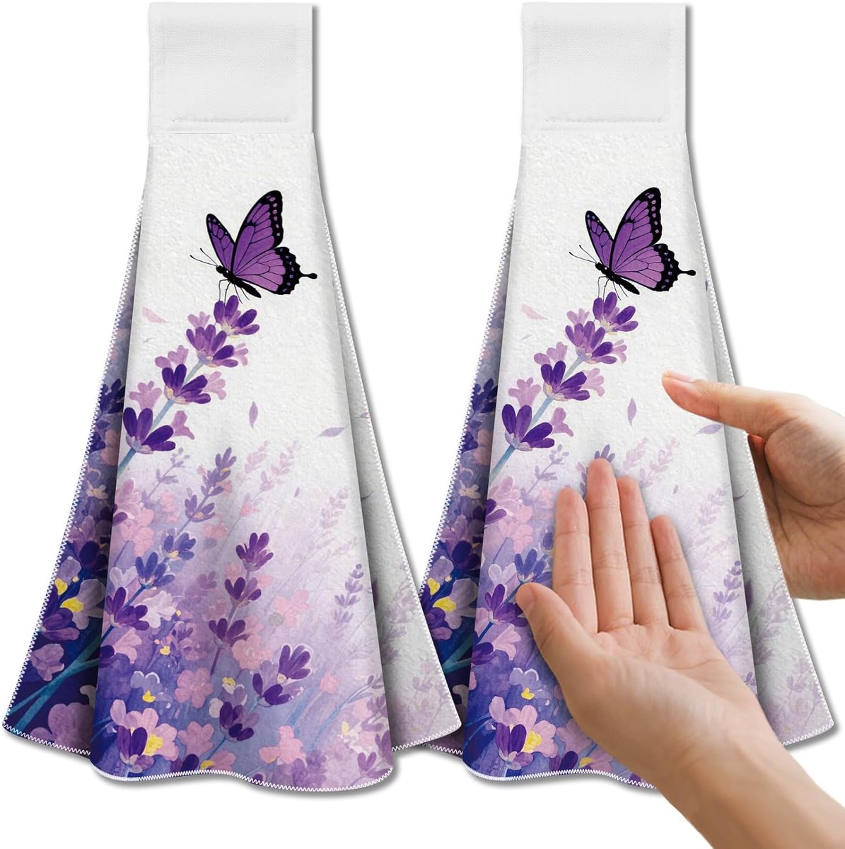 2 stuks Theedoeken Paars Lavendel Microvezel Keukenhanddoeken met Lus 31,5x43,5 cm