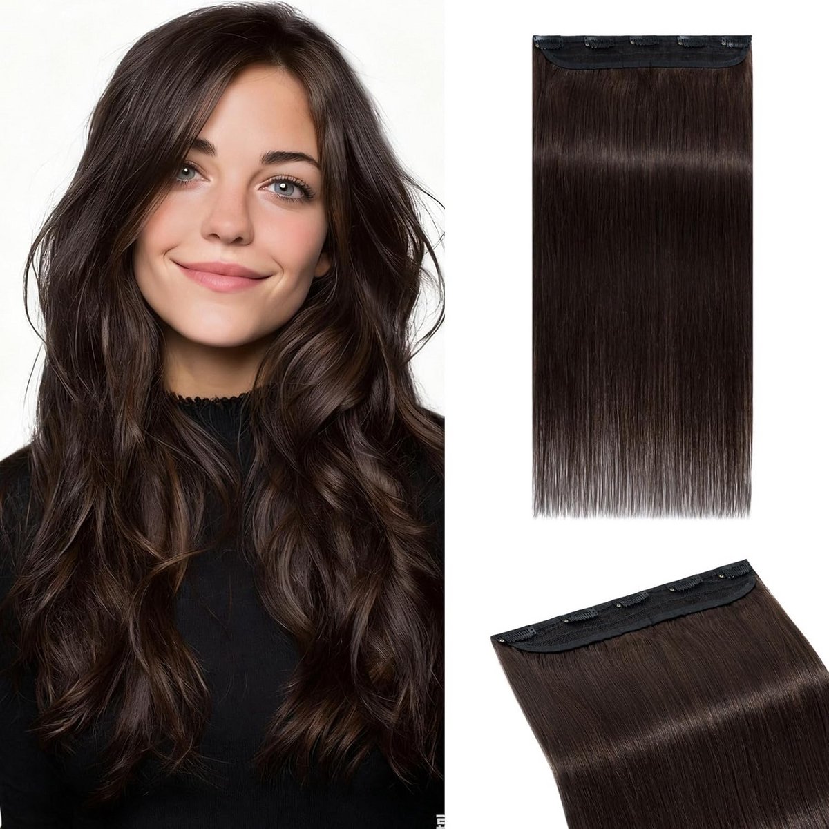 Haarstuk Volume - Extra Haar - Directe Volheid - Echt Mensenhaar - 55cm Lengte - Donkerbruin