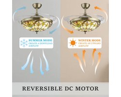 Plafondventilator met Licht en 6 Snelheden Tiffany Stijl Dimbaar