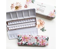Leeg Aquarelpaleet – Verfdoos Palet – Schilderen Met Waterverf – 24 Halve Pannetjes – 23 x 8 x 0.25 cm