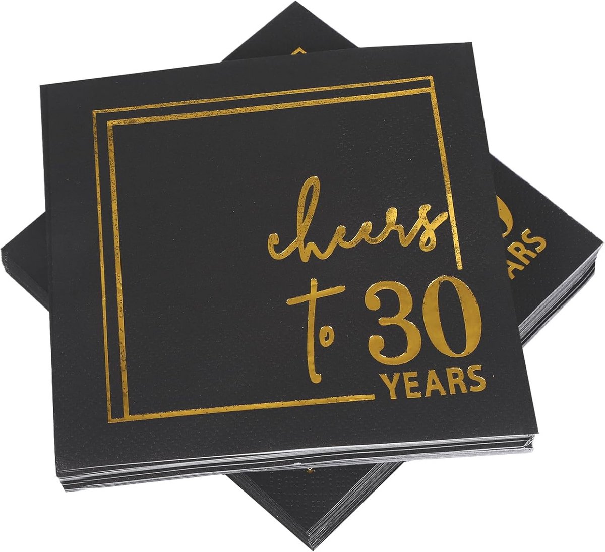 50 Luxe Servetten Zwart Goud 30e Verjaardag Cocktail Servetten Drie laags 13x12 cm