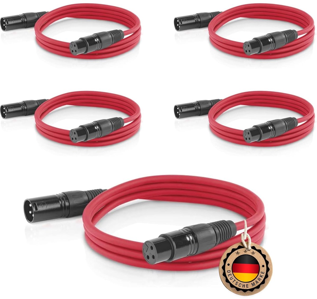 Audiokabel XLR - Microfoon DMX kabel - Professionele audio - Zuiver OFC-koper - 5 meter - Rood