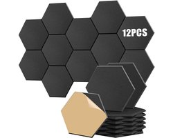 12 Akoestische Panelen Zelfklevend Zeshoekig - Geluidsabsorberend Schuim voor Studio en Woonruimte