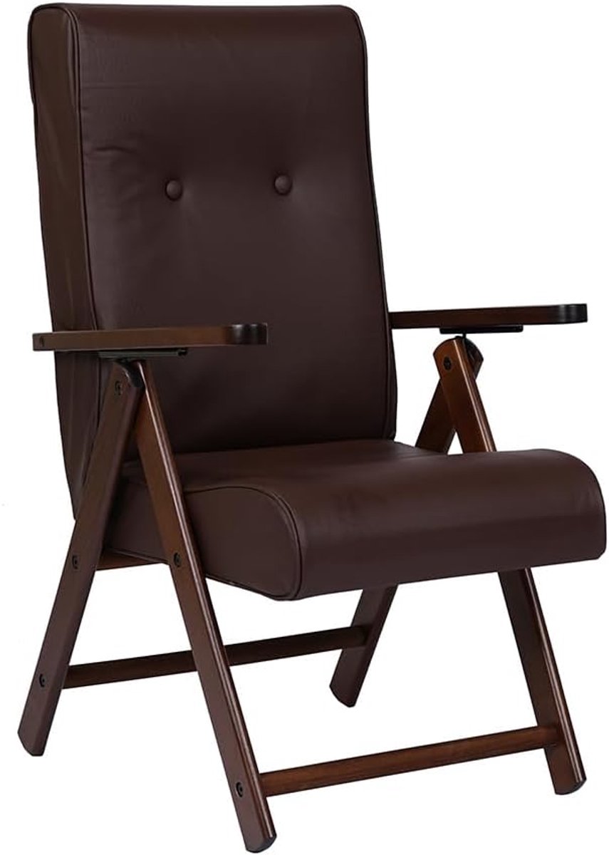 Comfortabele Fauteuil met Verstelbare Rugleuning - Zithoek Stoel in Bruin Kunstleer