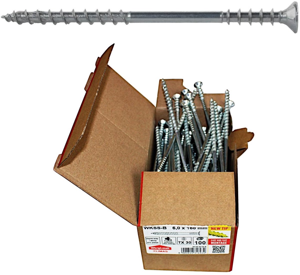 Verstelbare Afstandsschroeven 6.0x60mm 200 Stuks Wit Verzinkt TX Torx