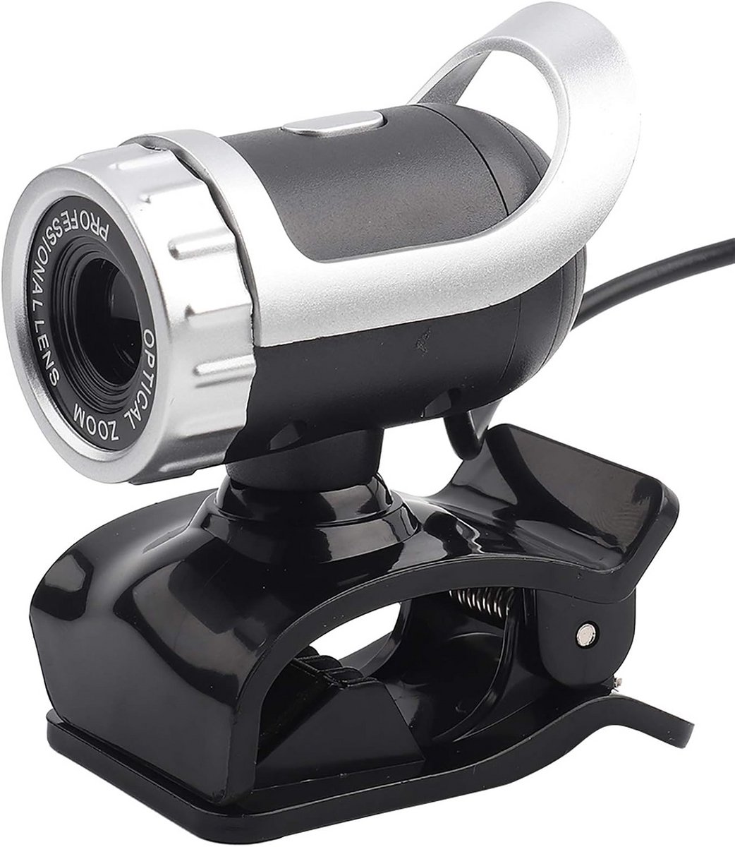 Webcam HD - Computer Camera - Online Vergaderen - 360 Graden Draaibaar - 12 Megapixels - Zilver