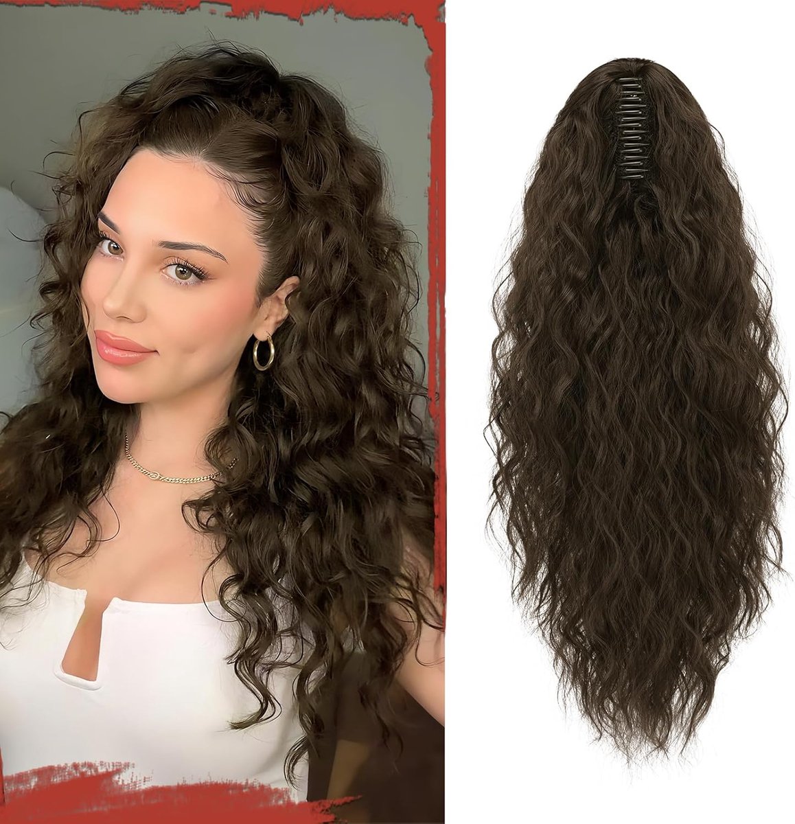 Wavy Curly Clip-in Paardenstaart Haarstuk 55 cm Lang Synthetisch Haaraccessoire