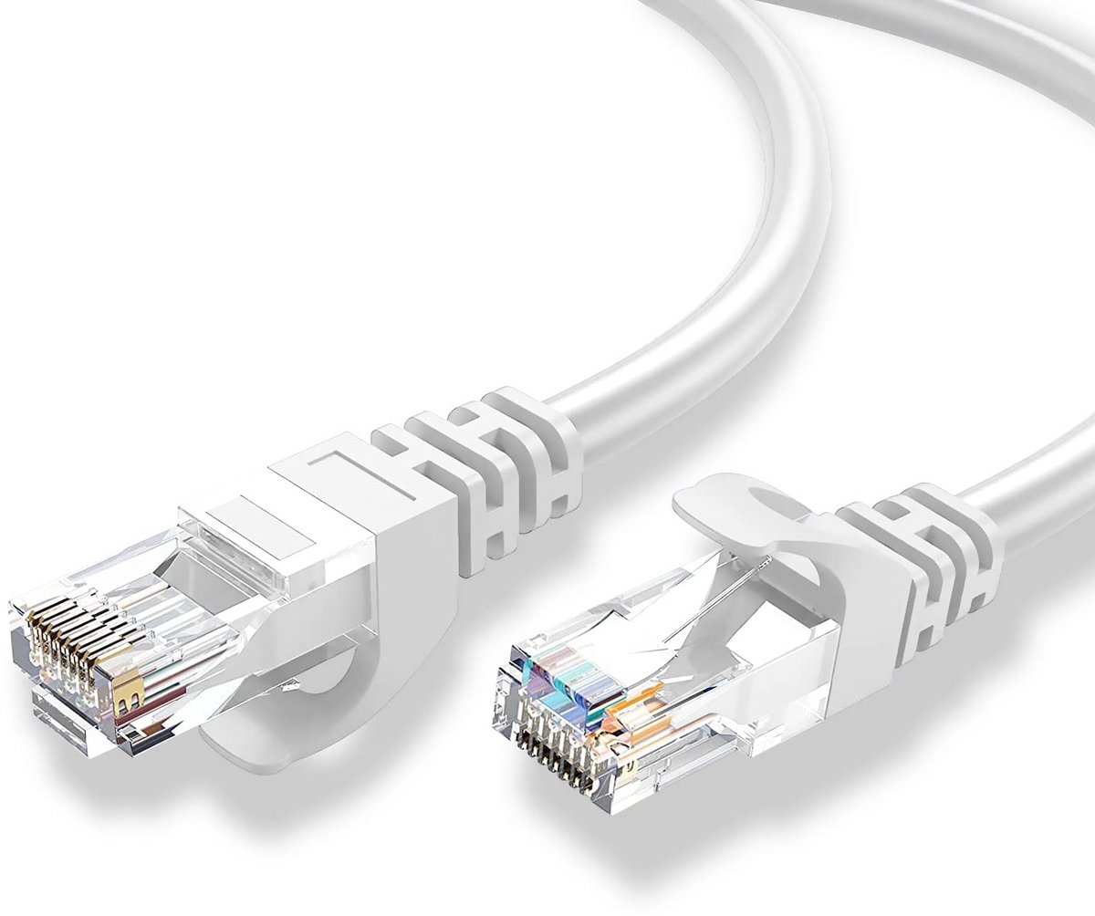 30.5m Cat6 Ethernet Kabel Wit - Snelle LAN Netwerkkabel voor Gaming en Internet met Clips
