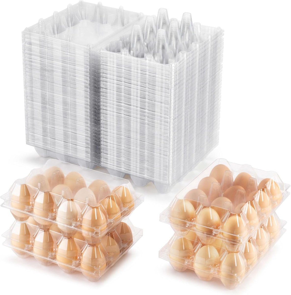 100 Stuks Doorzichtige Eierdozen voor 12 Eieren - Bulk Verpakking