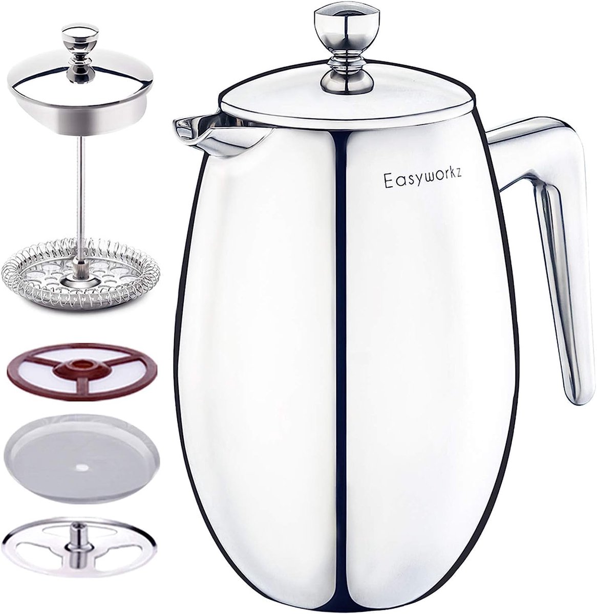 RVS French Press Dubbelwandig Geïsoleerd Koffiezetapparaat 1000ml