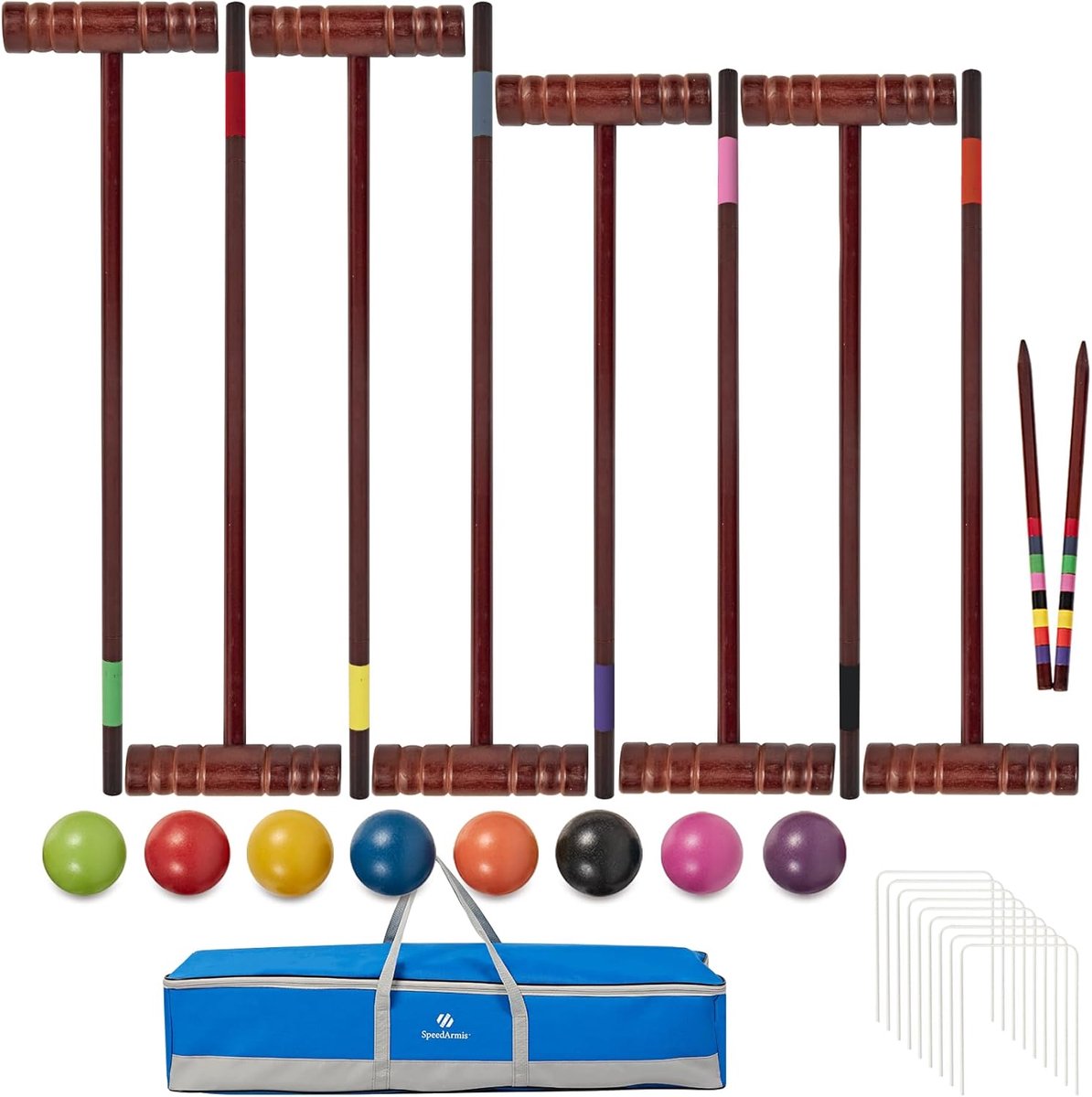 Complete Croquet Set voor 8 Personen - Houten Mallets, Ballen en Accessoires voor Tuinspel