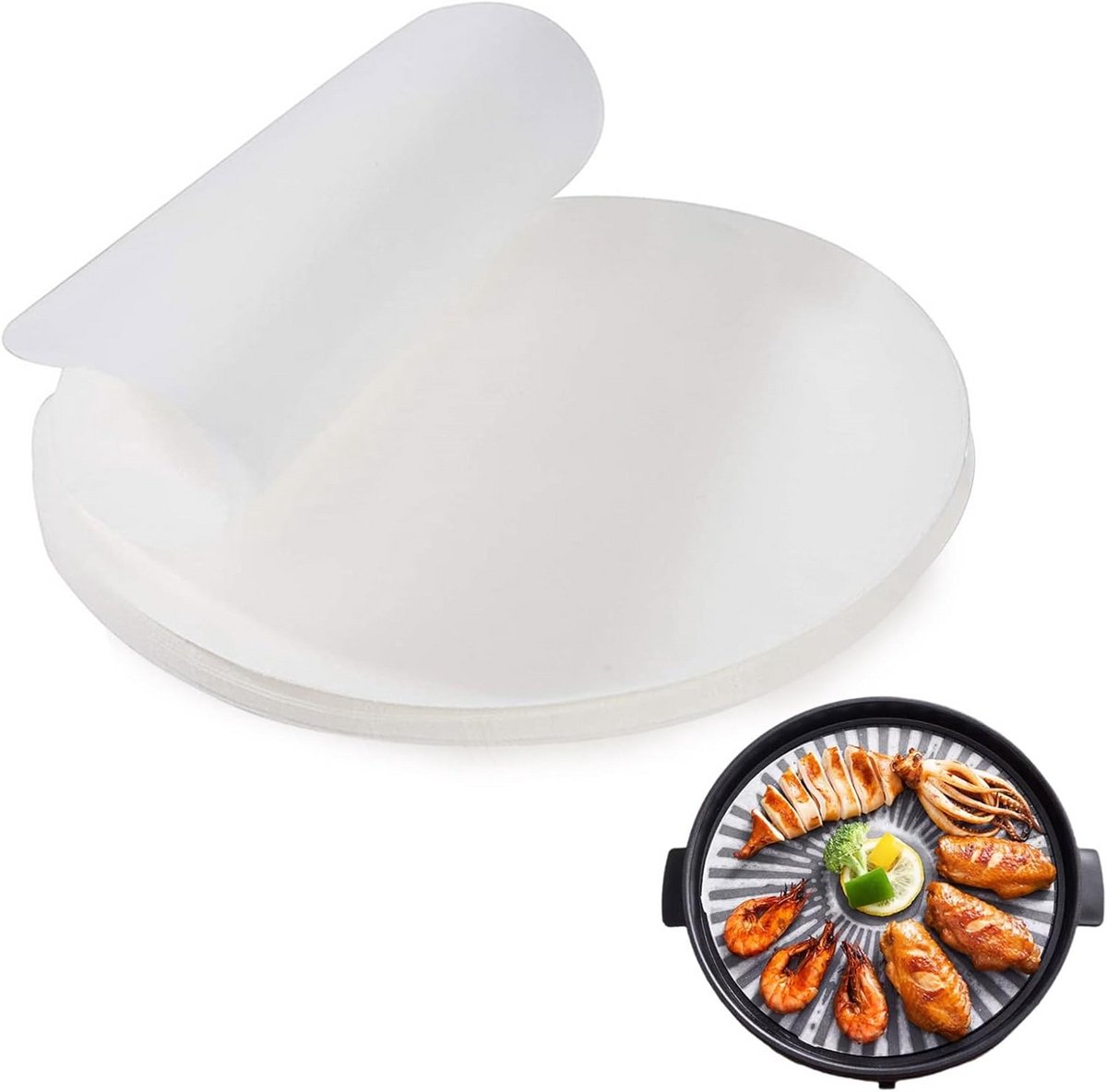 200x Ronde Bakmatjes voor Airfryer en Oven - 26cm Antiaanbaklaag - Beschermpapier