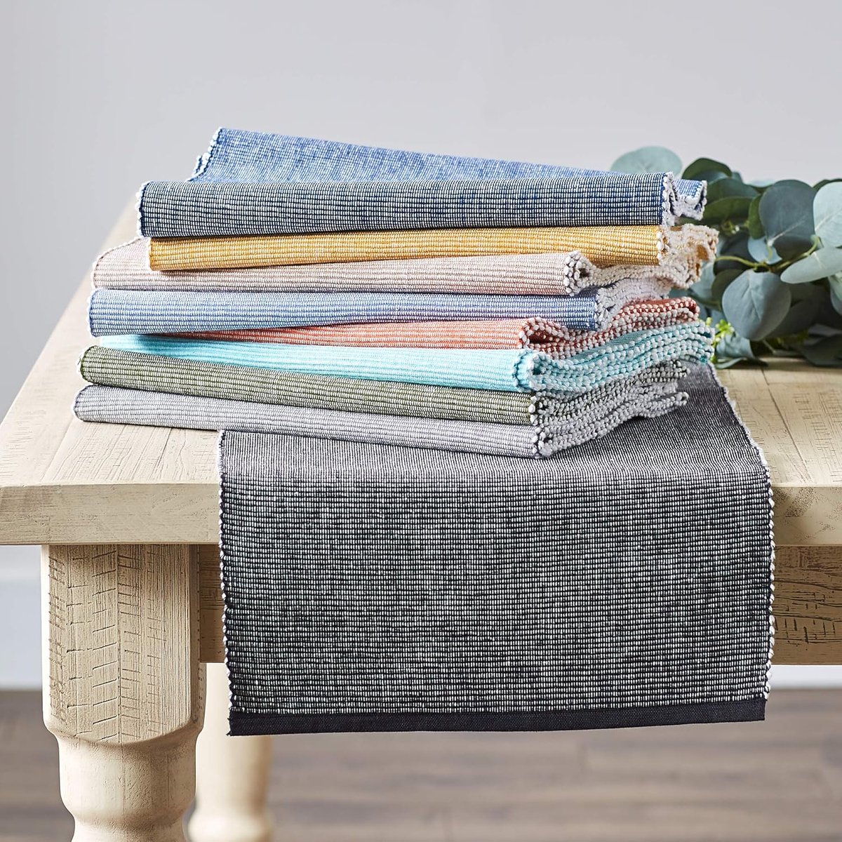 Katoenen Tafelloper Grijs 33x275 cm - Stijlvolle Tafel Runner voor Eettafel