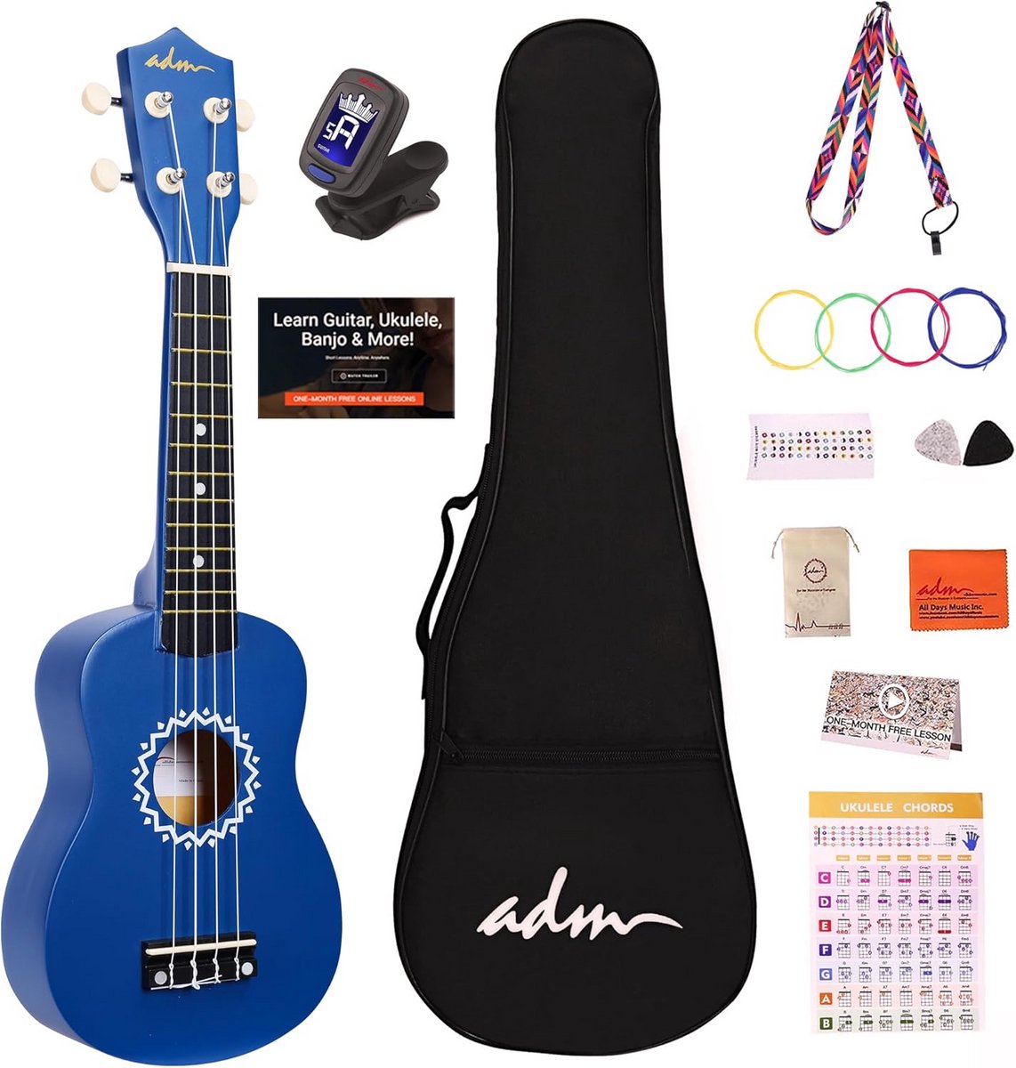 Soprano Ukulele Set voor Kinderen en Beginners Compleet met Tas en Stemapparaat
