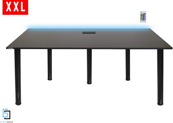 Gaming Bureau - Werkstation Bureau - Thuiswerken Gaming - Verstelbare Poten LED - 165 x 68 x 73cm - Zwart van Merkloos — afbeelding 4