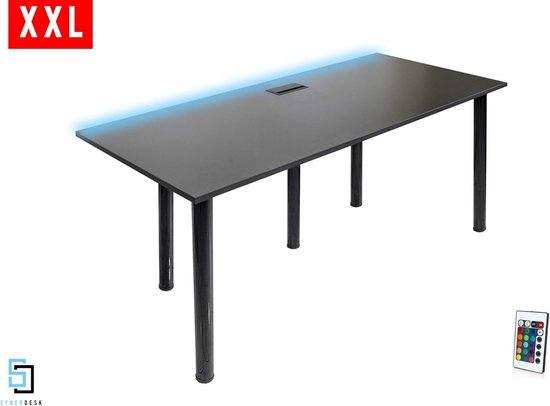 Gaming Bureau - Werkstation Bureau - Thuiswerken Gaming - Verstelbare Poten LED - 165 x 68 x 73cm - Zwart van Merkloos — afbeelding 3