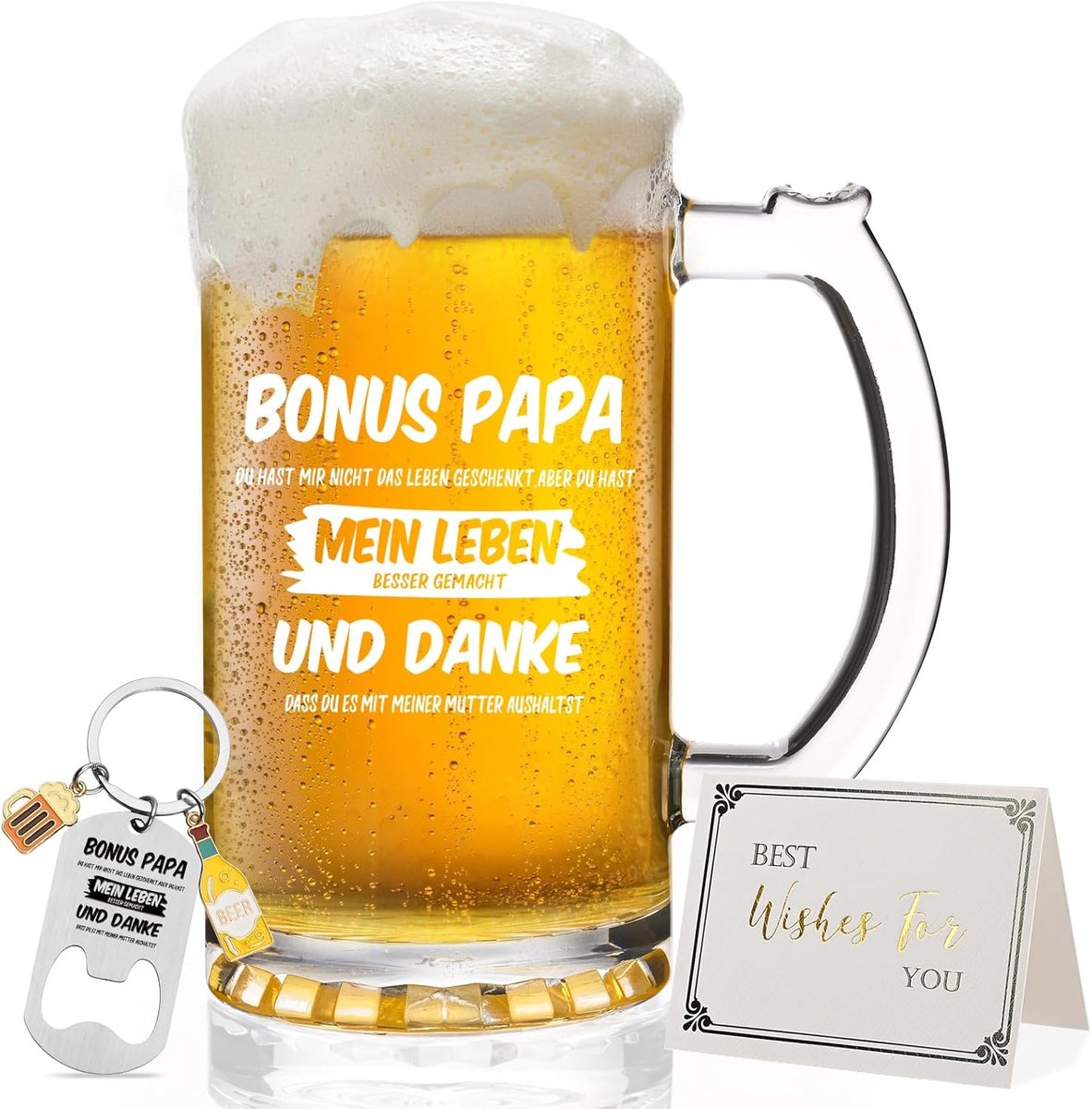 Bierglas 0.5L voor Vaderdag en Verjaardag - Perfect Cadeau voor Papa en Stiefvader