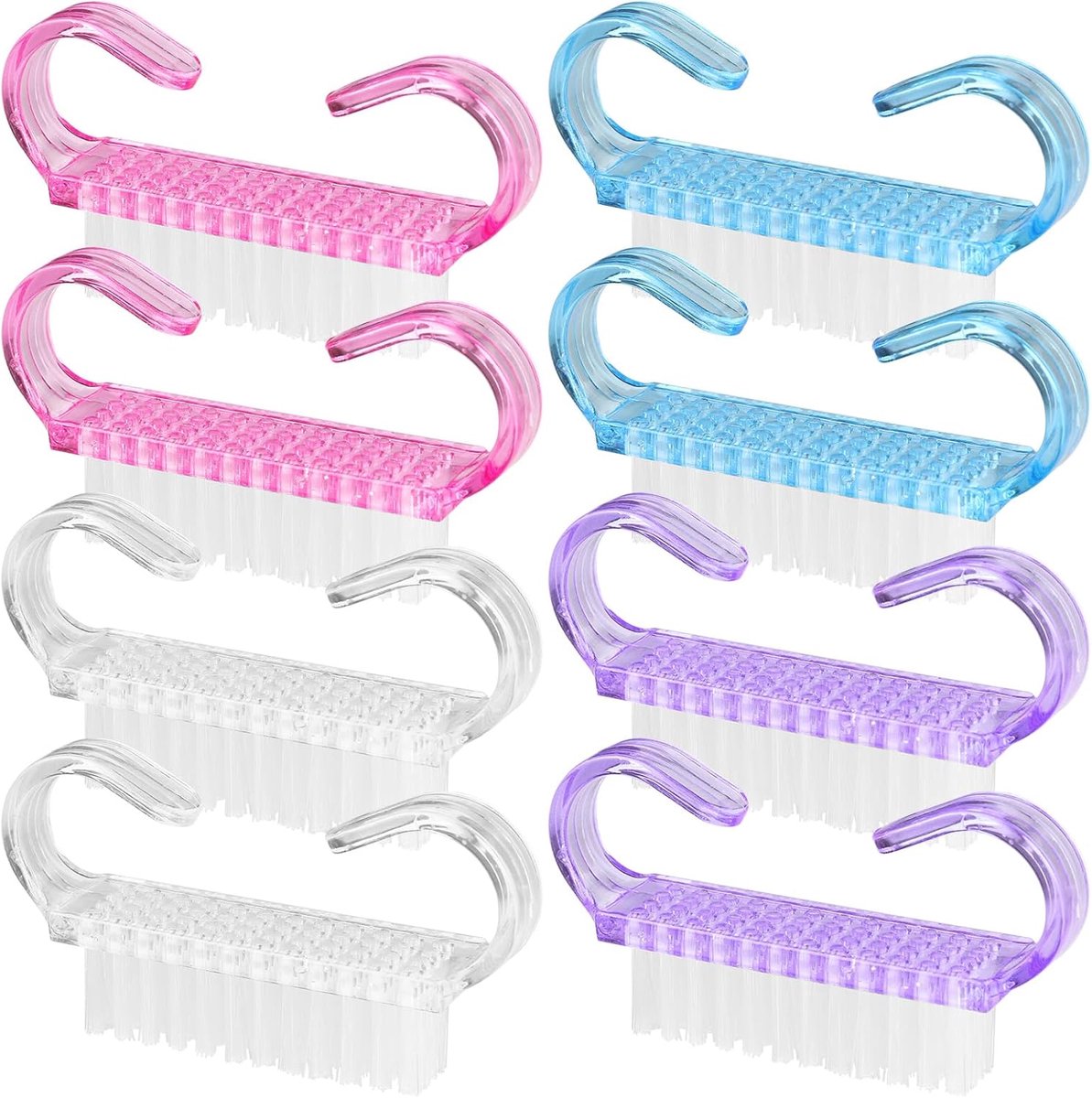 8 Stuks Nagelborstels met Handgreep voor Manicure en Pedicure