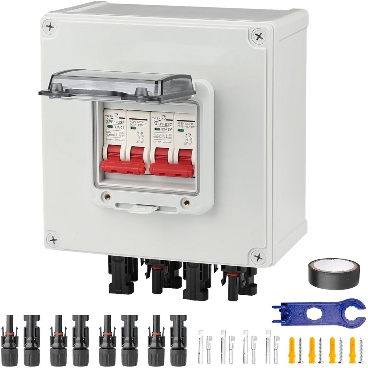 Waterdichte DC Zekeringkast voor Zonnepanelen (PV) - 2 String, 30A - IP67