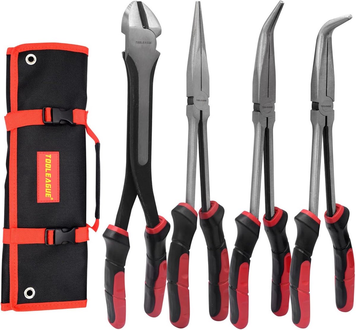 Extra Lange Naald Neus Tang Set - 4 Stuks voor Precisiewerk en Reparaties