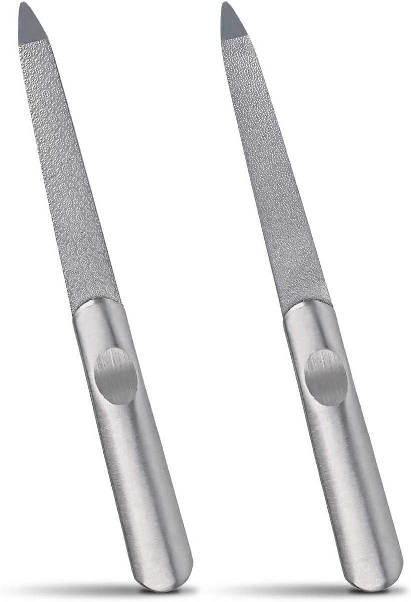 Premium metalen nagelvijlen set voor natuurlijke nagels – 2 stuks roestvrijstalen nagelvijlen voor handen en voeten