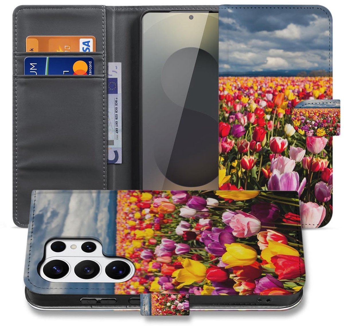 Portemonnee Hoesje Samsung Galaxy S26 Ultra Tulpen Motief met Pasjeshouder
