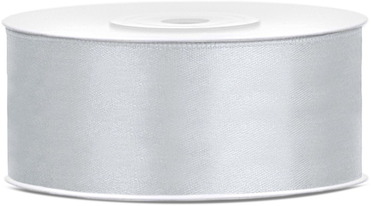 Hobbygroep satijnlint zilver 25 mm 25 m luxe knutselband.