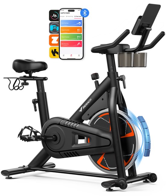 MERACH Magnetische Hometrainer - Vliegwiel 8 kg - 8 Niveaus Vloeibare Weerstand - LCD-scherm - Maximaal Gewicht 120 kg - Stil