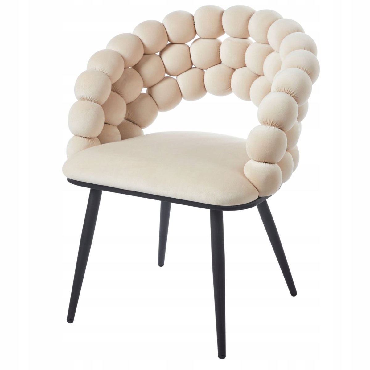 Furnitex Bubble Serie - Velours Eetkamerstoel - Beige - Metalen Frame - Bubbelontwerp Beige;Zwart