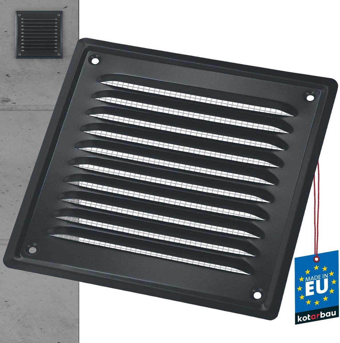 Ventilatierooster 165 x 165 mm - Licht Antraciet voor Ventilatie en Open Haard