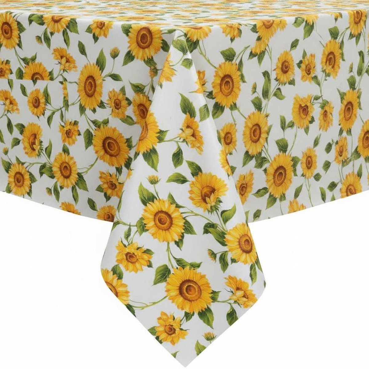 Protecttable - Tafelzeil Zonnebloem Wit 160cm 160x220cm - Tafelkleed Afwasbaar - Kunststof